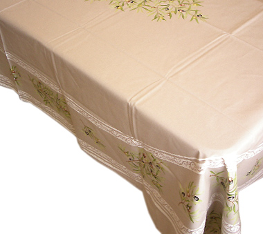 French coated tablecloth (olives 05. taupe)